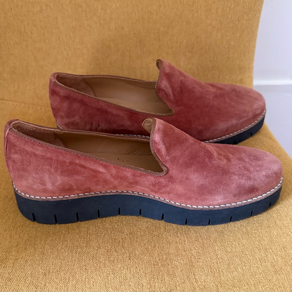 Aquatalia Suede Slip-On Loafers - Dusty Rose